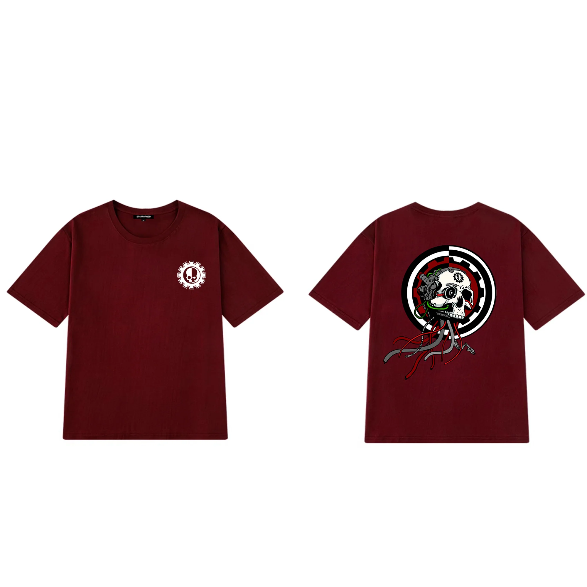 Starforged Adeptus Mechanicus Servo Skull Tshirt Warhammer 40K Deep Red Men's T-Shirt Clothing - Image 6