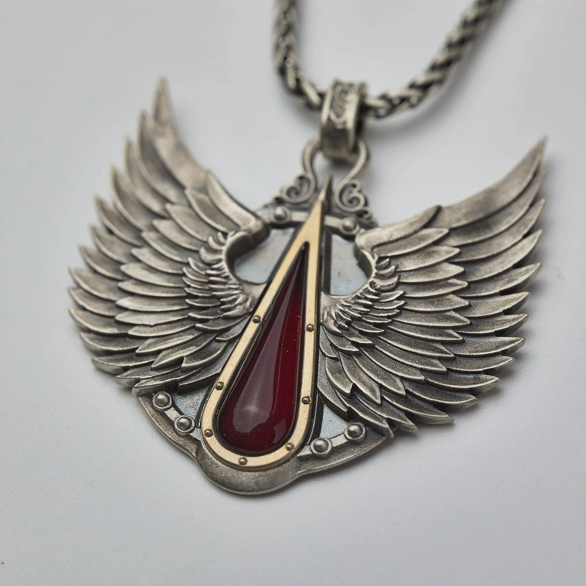 Warhammer 40K Blood Angels Wings Sanguine Pendant Necklace Gold by Starforged - Image 4