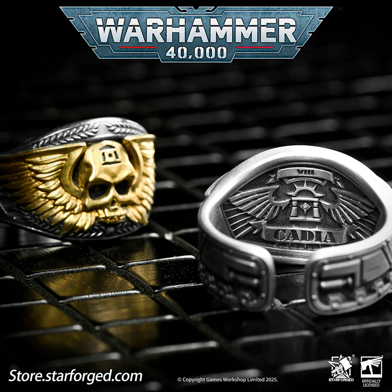 Astra Militarum De Gloria Cadia Ring Cadian Shock Troopers Warhammer Memorial Ring Gold & Silver - Image 4