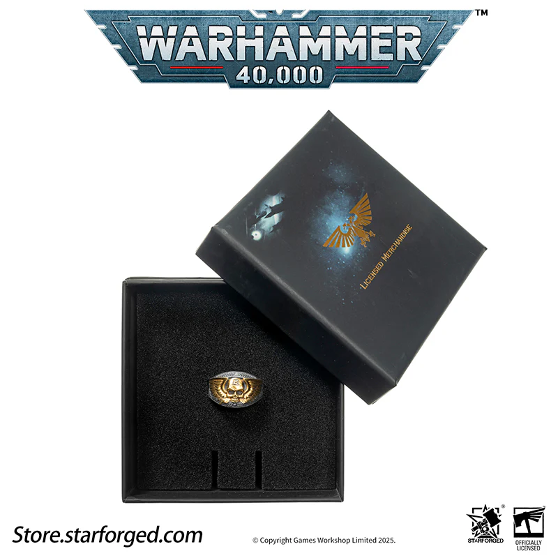 Astra Militarum De Gloria Cadia Ring Cadian Shock Troopers Warhammer Memorial Ring Gold & Silver - Image 7