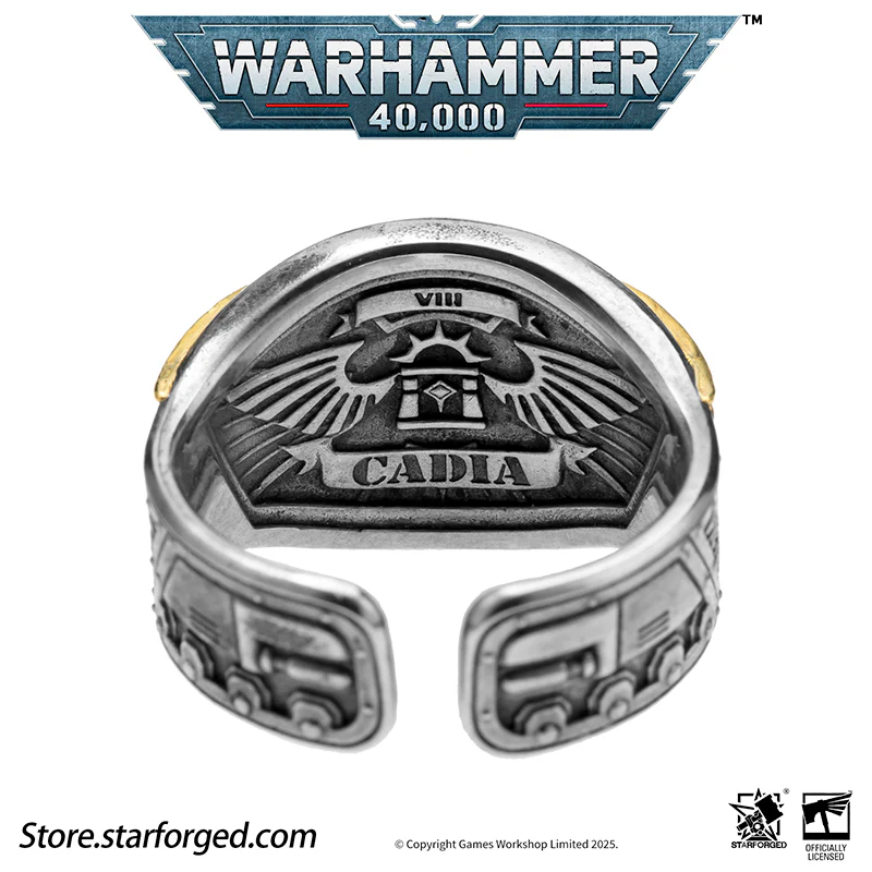 Astra Militarum De Gloria Cadia Ring Cadian Shock Troopers Warhammer Memorial Ring Gold & Silver - Image 9