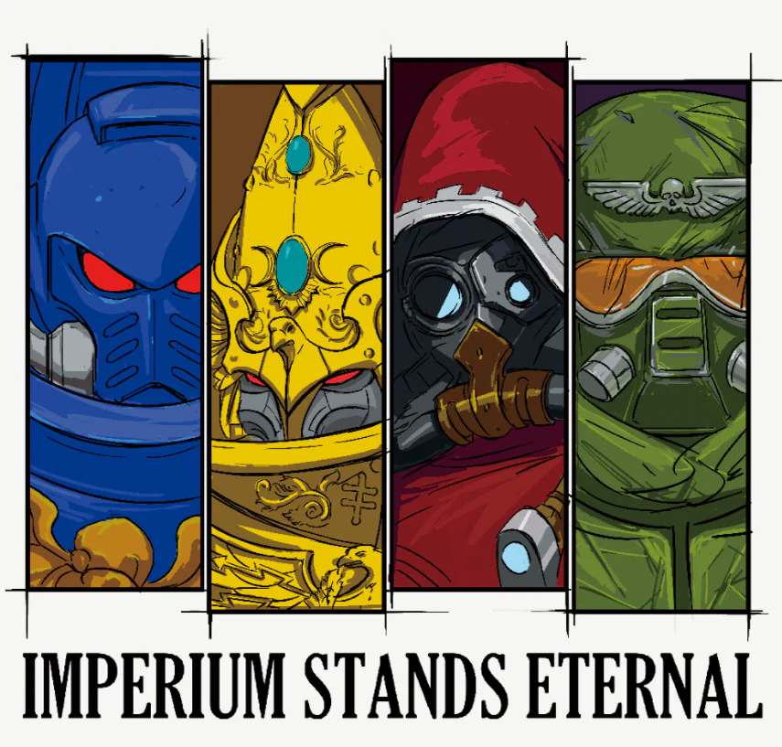 Warhammer 40000 Space MarinesThemed T-Shirt Imperial Might Astra Militarum Tee - Image 7