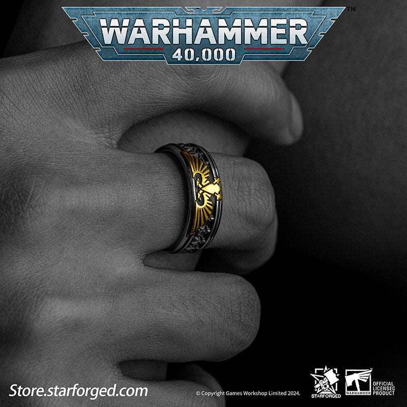 Starforged Insignia Aquilon Imperium of Man Warhammer Eagle Ring Gold - Image 8