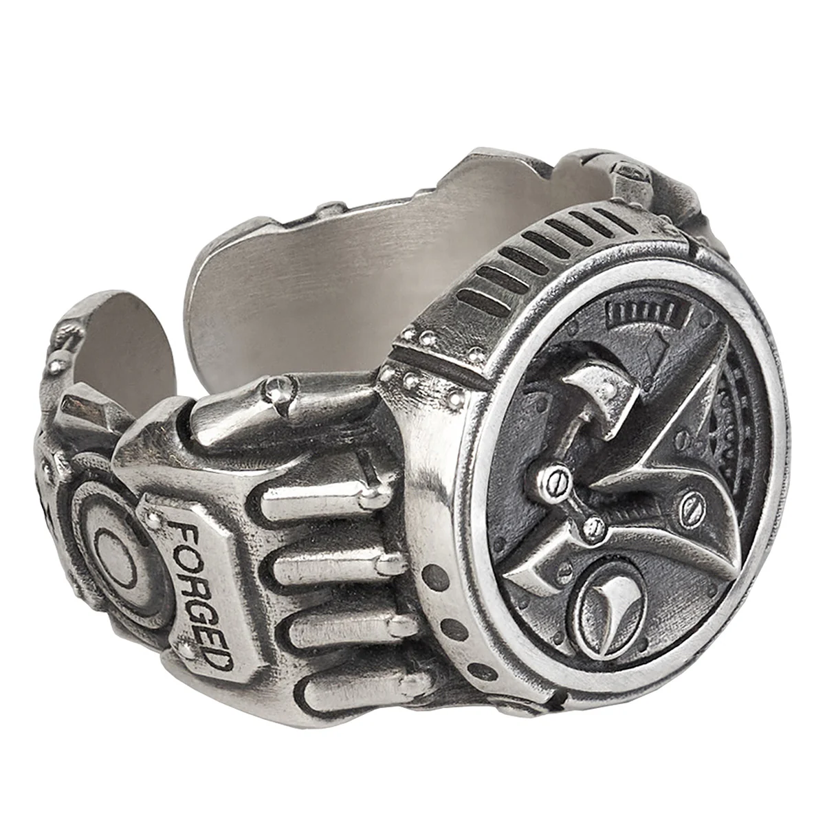 Starforged 2nd Anniversary Sterling Silver Steampunk Fashion Jewelry Men's Ring - Image 3