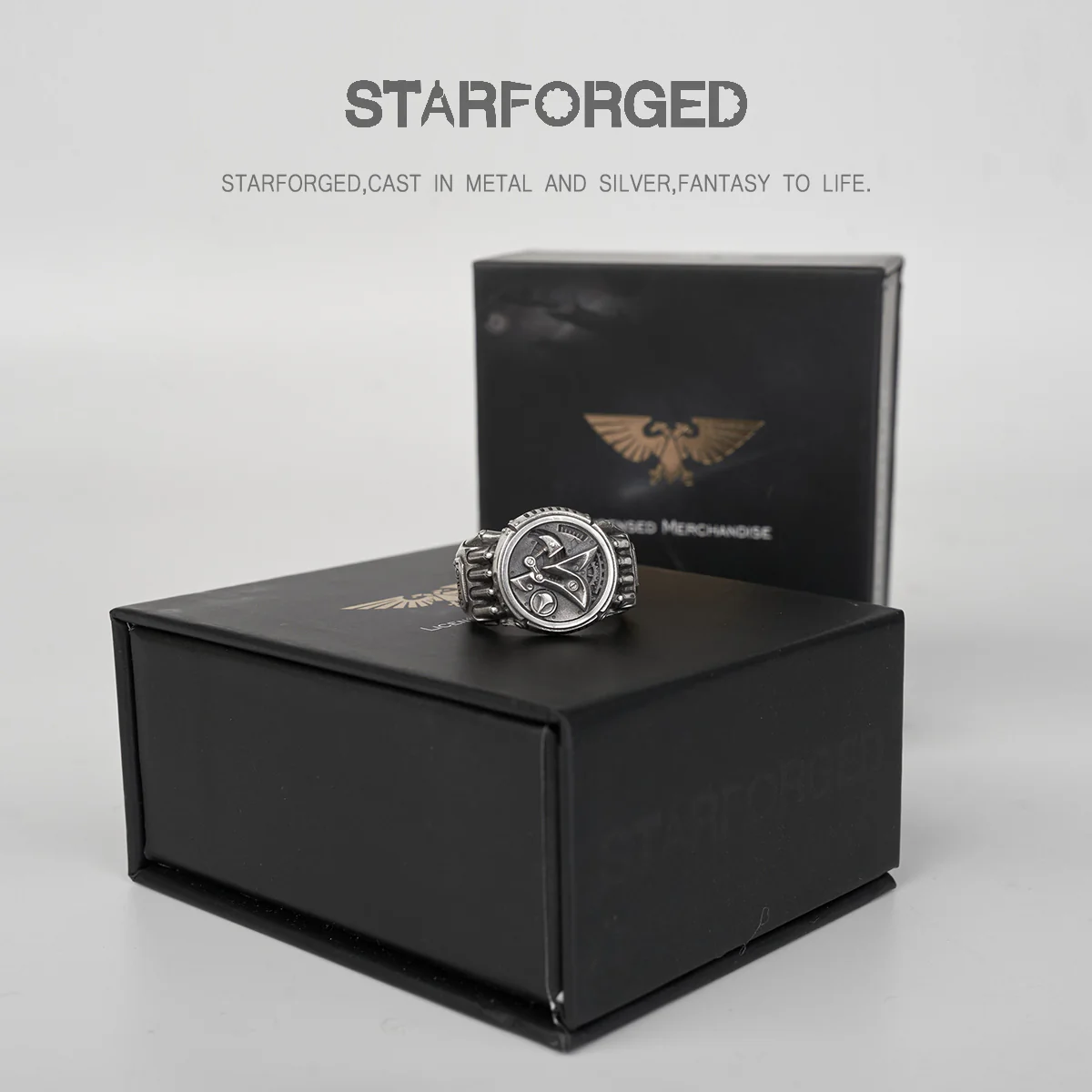 Starforged 2nd Anniversary Sterling Silver Steampunk Fashion Jewelry Men's Ring - Image 5