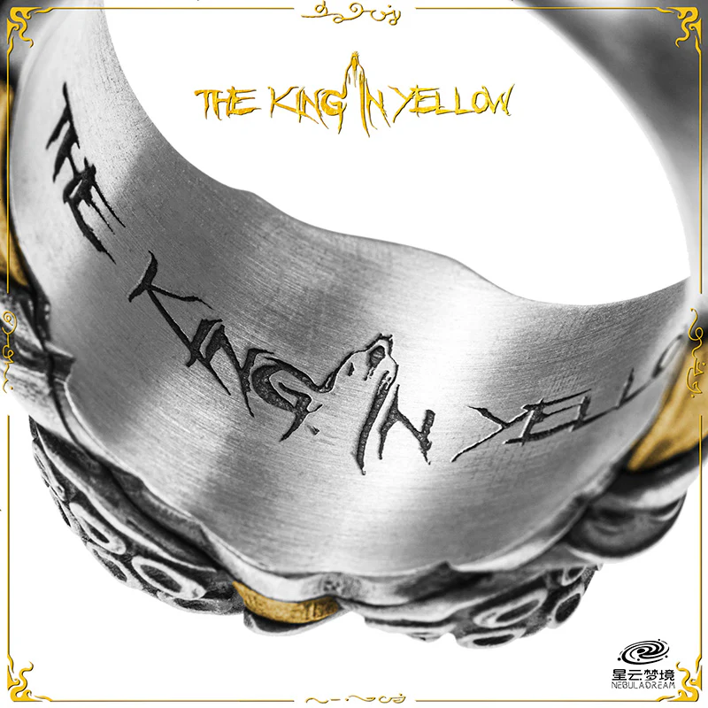 Starforged Cthulhu Mythos Hastur's Mask Ring The King in Yellow Men's Thriller Horror theme Ring - Image 6