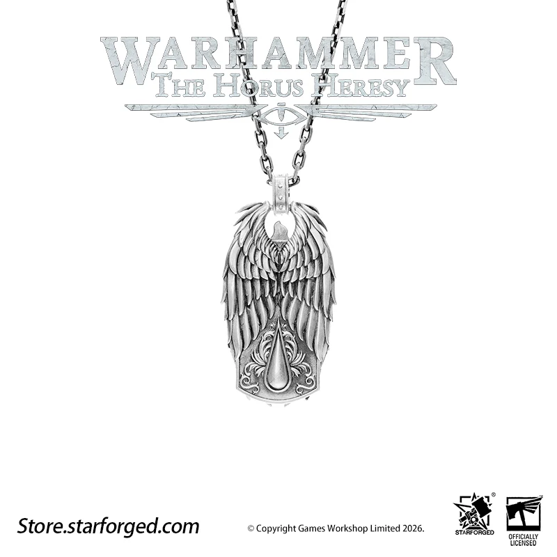 Starforged Warhammer 30K The Horus Heresy Blood Angels Sanguinius Commemorative Pendant Silver Necklace Men's Fashion Jewelry - Image 7