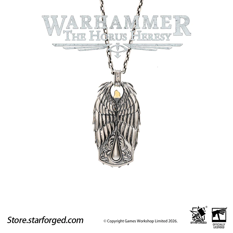 Starforged Warhammer 30K The Horus Heresy Blood Angels Sanguinius Commemorative Pendant Silver Necklace Men's Fashion Jewelry - Image 8