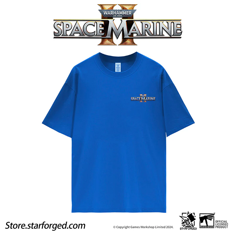 Starforged Warhammer 40000 Space Marines 2 Themed Men's & Women Short Sleeve Blue Tshirt Other - Image 2