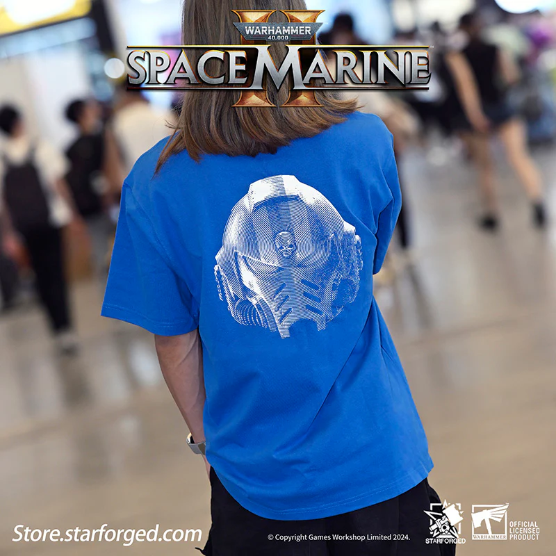 Starforged Warhammer 40000 Space Marines 2 Themed Men's & Women Short Sleeve Blue Tshirt Other - Image 4