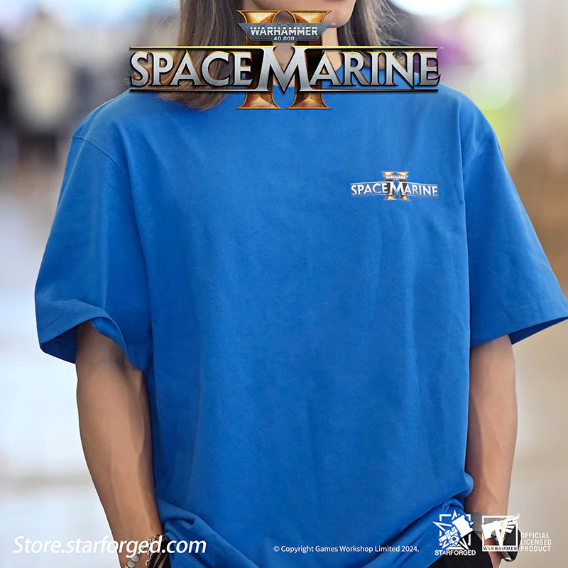 Starforged Warhammer 40000 Space Marines 2 Themed Men's & Women Short Sleeve Blue Tshirt Other - Image 5
