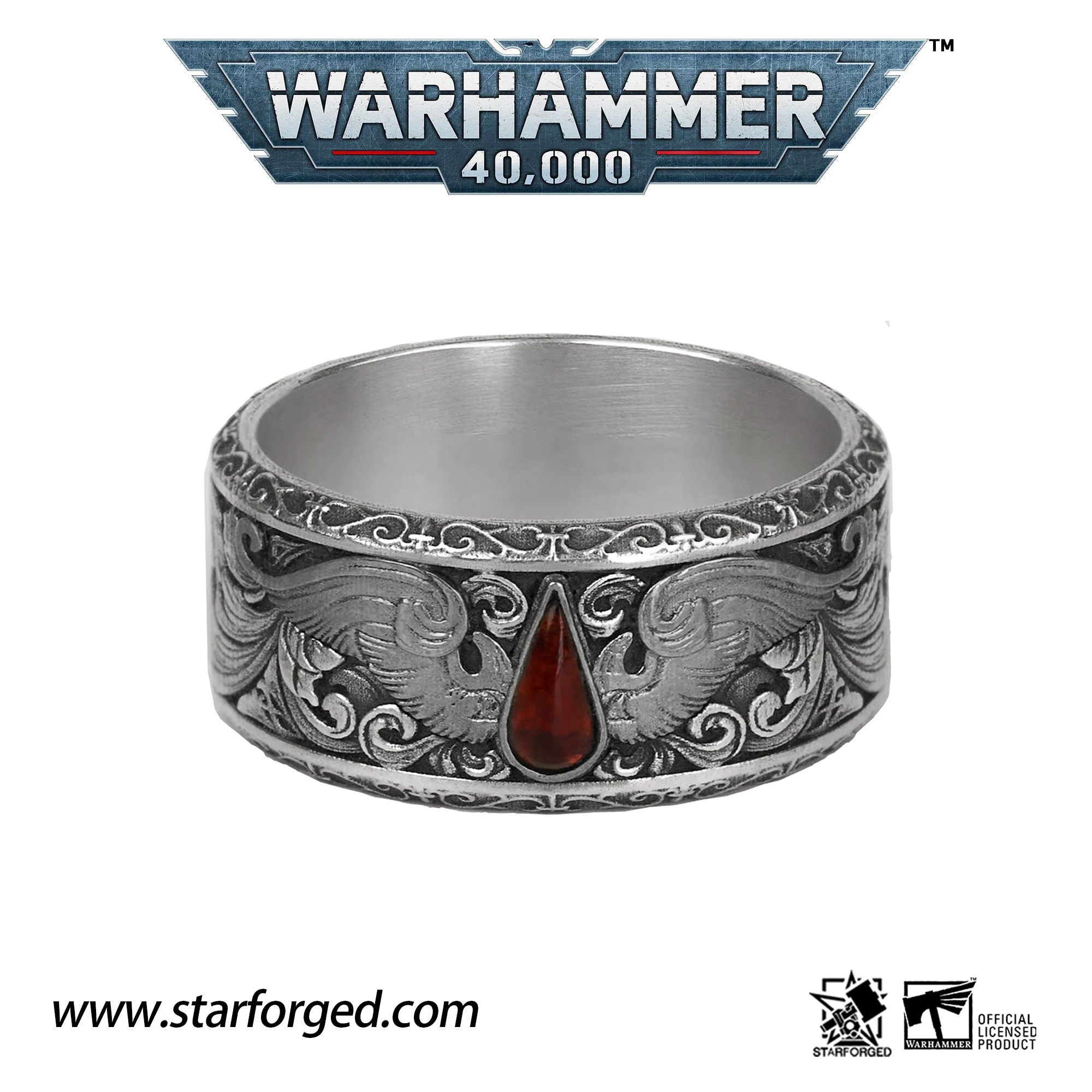 Starforged Warhammer 40K Blood Angels of Sanguinius Space Marines Men's Fashion Jewelry Sterling Silver Rings