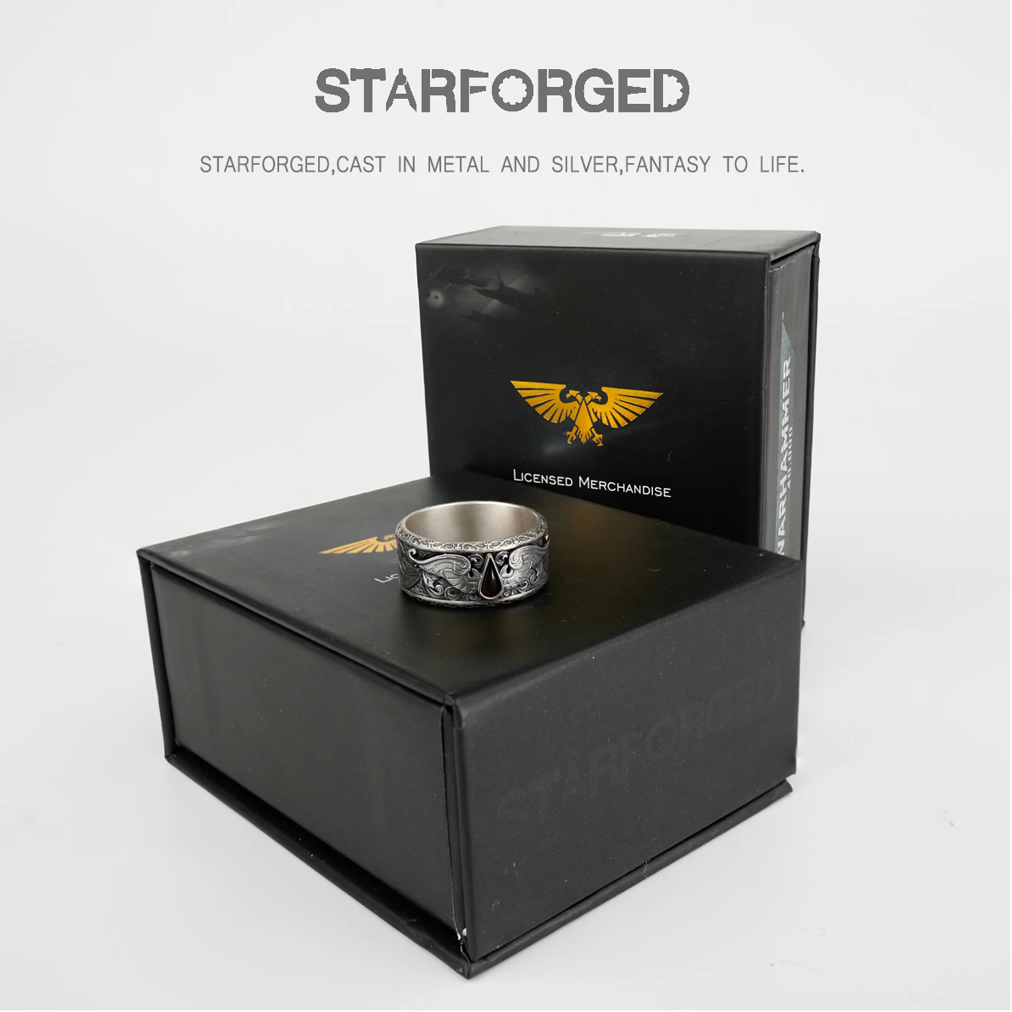 Starforged Warhammer 40K Blood Angels of Sanguinius Space Marines Men's Fashion Jewelry Sterling Silver Rings - Image 5